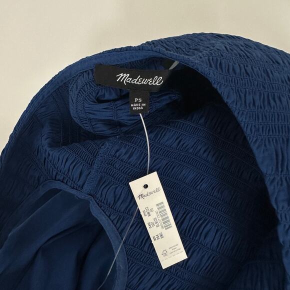 Madewell The Petite Melody Scoopback Smocked Midi Dress Blue Moon Small NWT - Picture 12 of 15